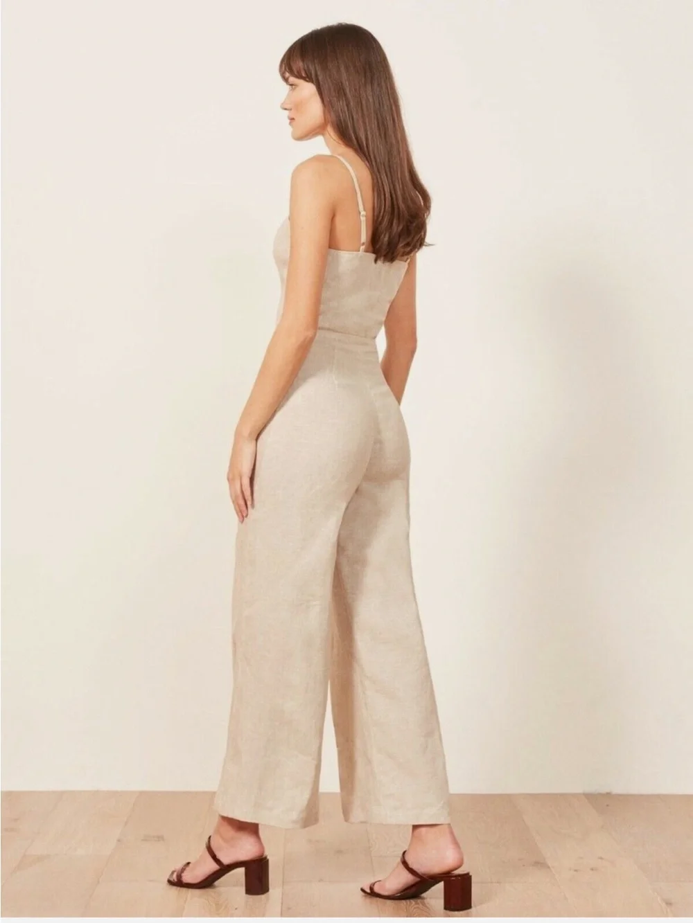 NWOT Reformation Sand Beige Torta Linen Jumpsuit